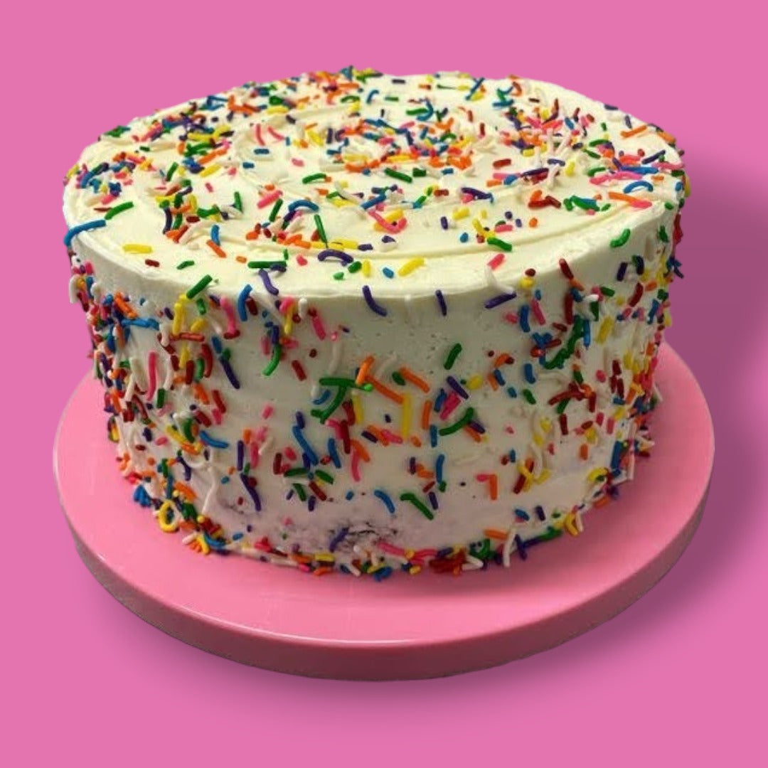 Classic vanilla sprinkle cake