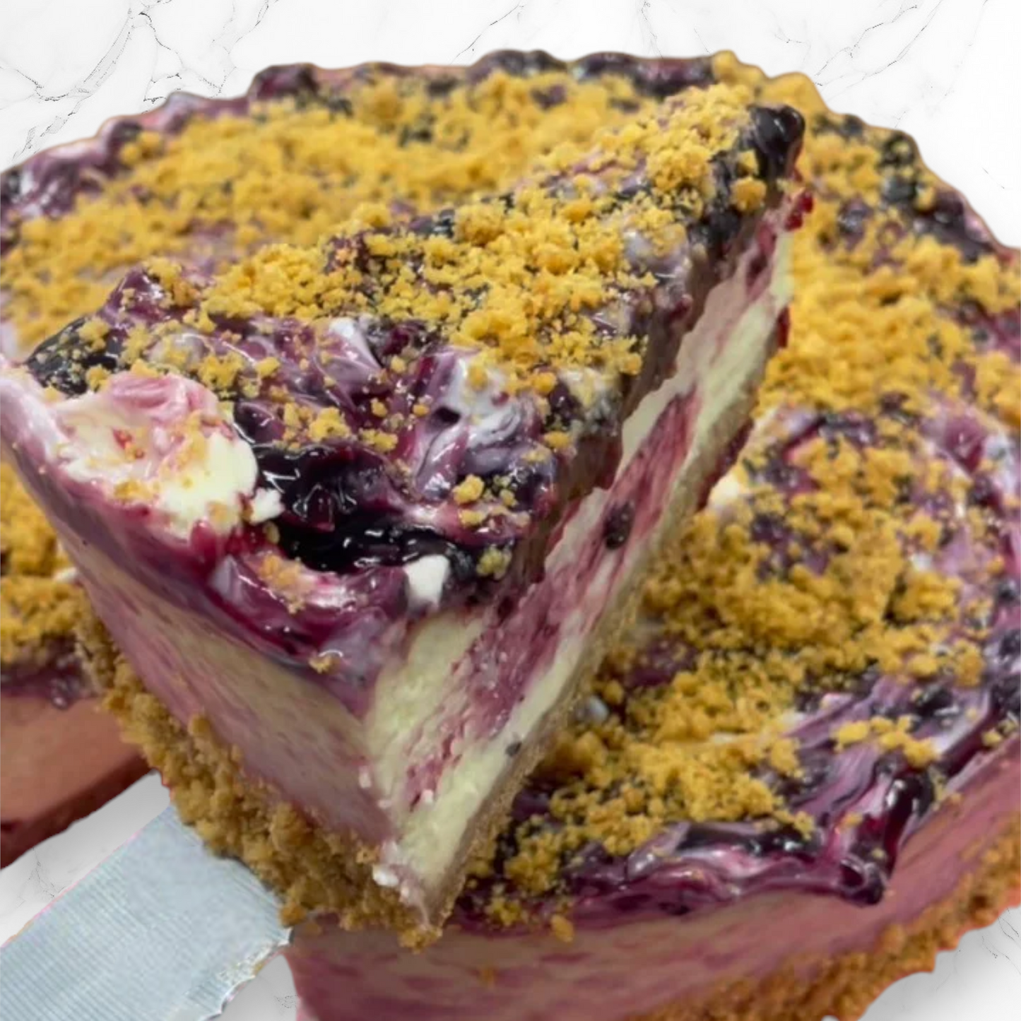 Blueberry Crumble Baked Cheesecake