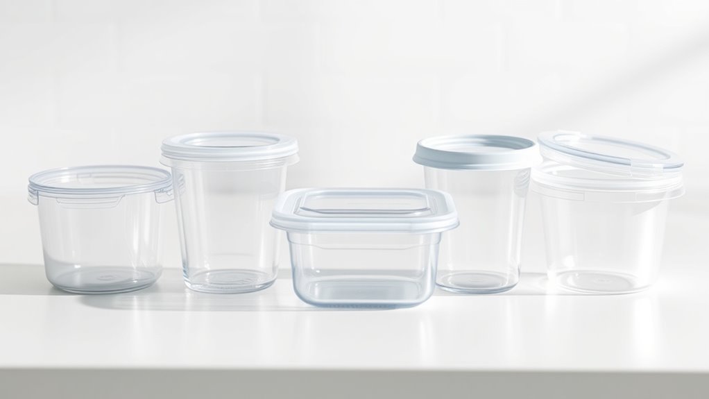 five food safe plastic containers