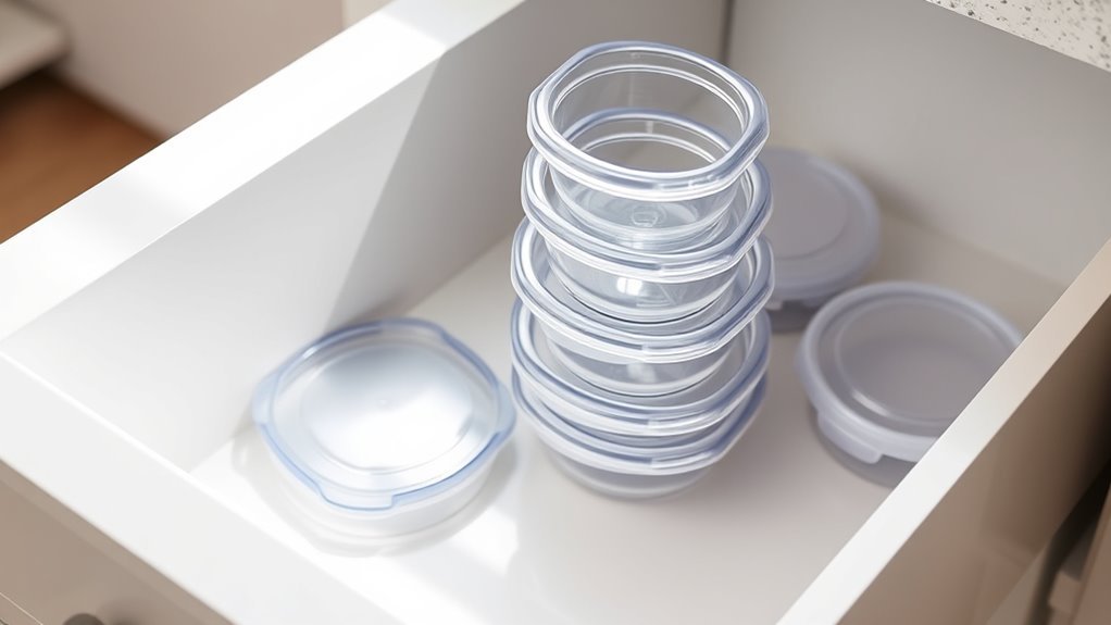 separate lids and containers